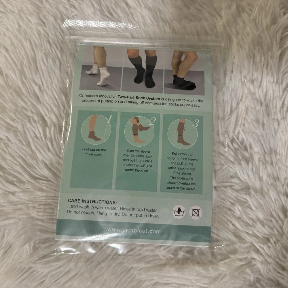 New Ortho Feet Compression Support Socks White‎ 15-20mmHg Large